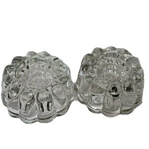 Princess House Candle Holders 3 in 1 Heavy Glass Ribbed Scalloped Set‎ of 2